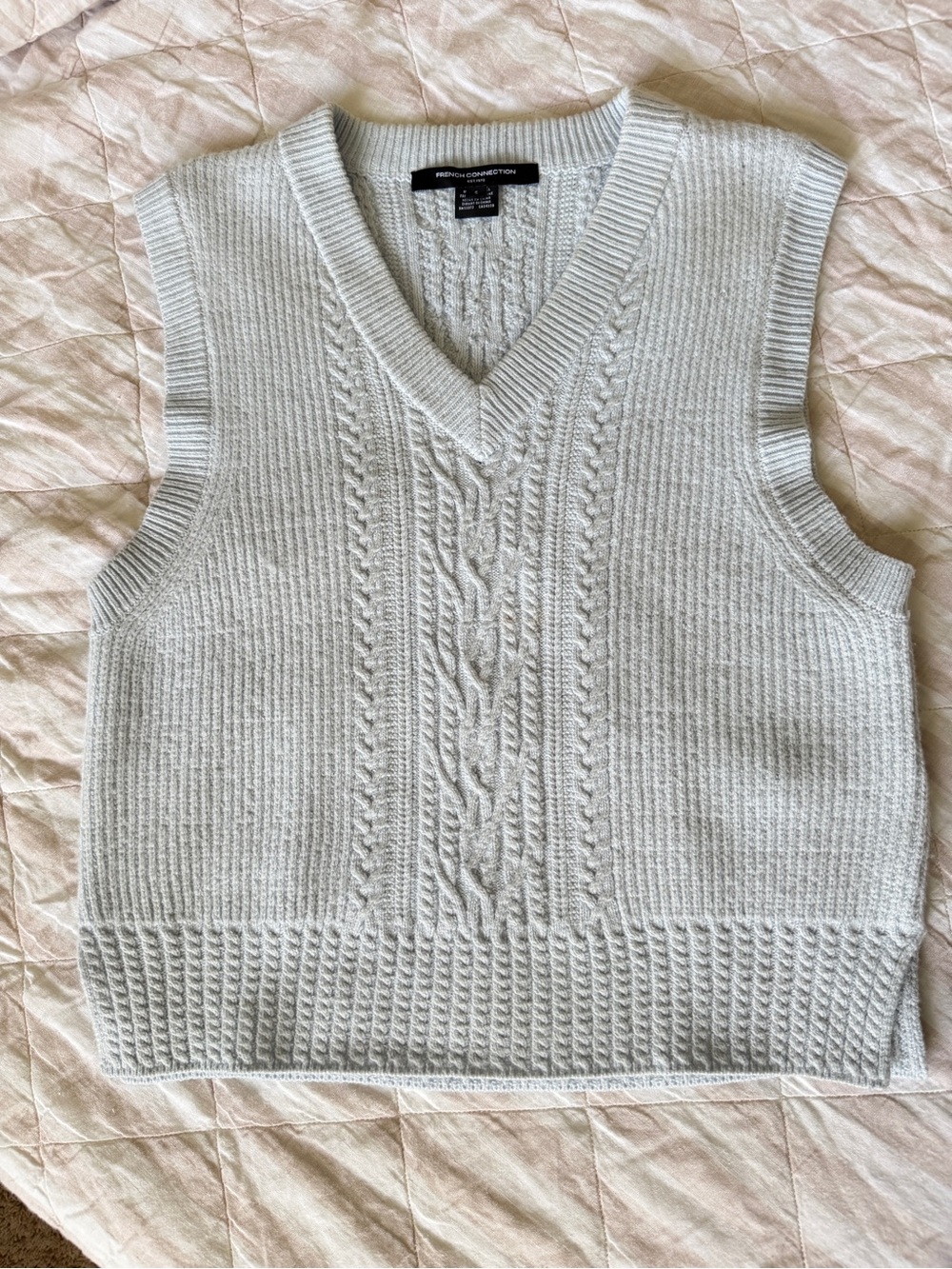 Baby Blue Cable Knit V-Neck Sweater Vest
